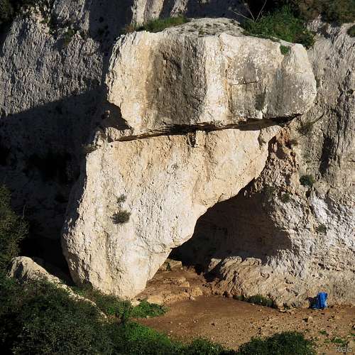 The signature boulder in Wied Babu