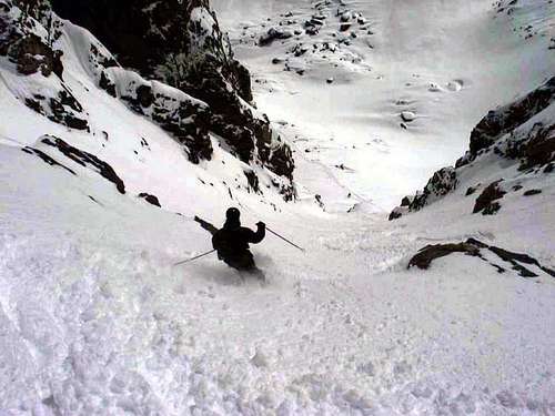 Skiing the Corral Couloir