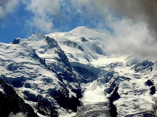 Northern side of Mont Blanc main summit seen from Aiguilles Rouges