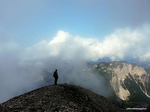 Wandering mists on the summit of Sassolungo di Cibiana