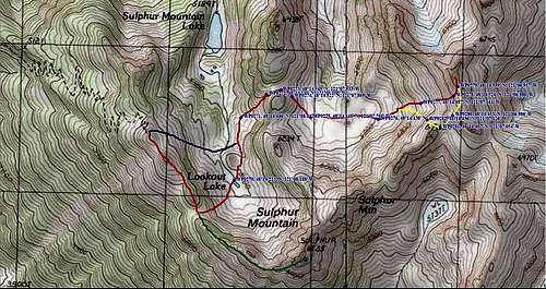 Sulphur Mountain Route Map Closeup