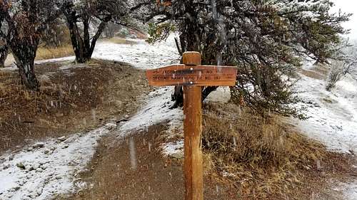 Jacob's Ladder sign after a snowy descent