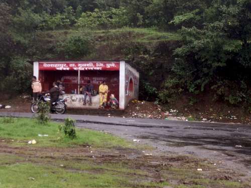 Bus stop at the base of the fort