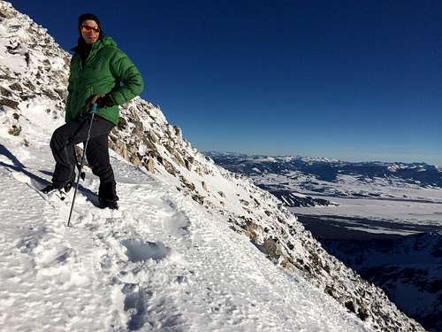 JD posing at the summit of the South Teton, January 2017