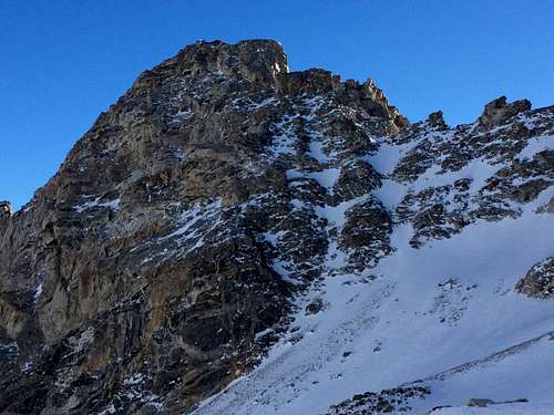 The Northwest Couloirs of Nez Perce seen in winter