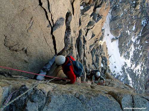 Dente del Gigante, Normal route first pitch