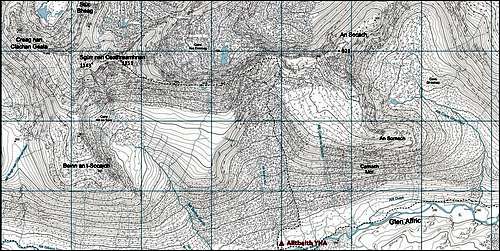 Map of Sgurr nan Ceathreamhnan & An Socach