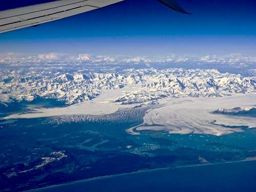 Chugach Mountains and Bering Glacier aerial view