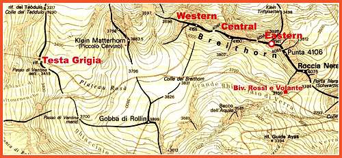 Breithorn-Roccia Nera map