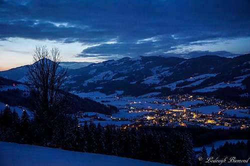 Kirchberg by Night with Hohe Salve (1830m)