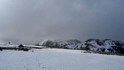 En route to Great End, looking back to Scafell Pike