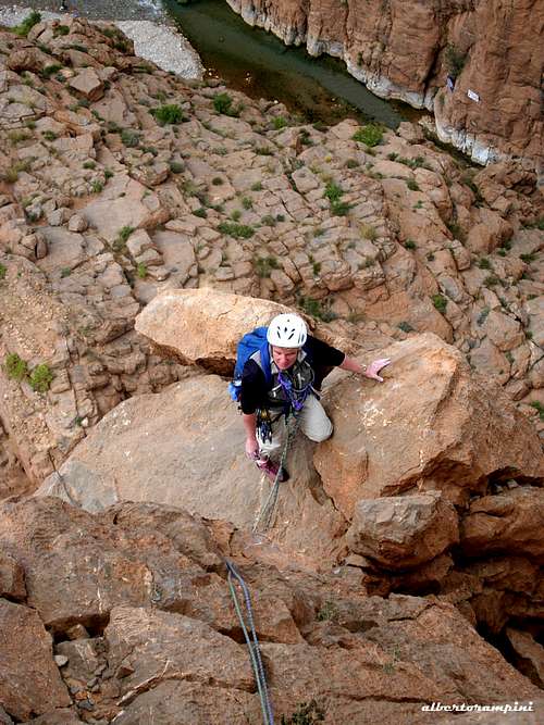 Pilier du Guetteur on Aiguille du Grabe, Todra