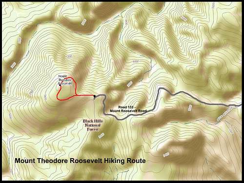 Mount Theodore Roosevelt Trail Route Map