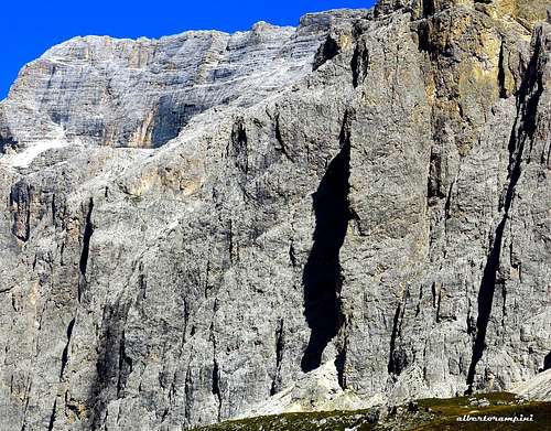 Fourth Sella Tower throws its shade on Piz Ciavazes