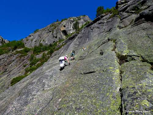 People climbing the Via Ferrata Brokke, Løefjell