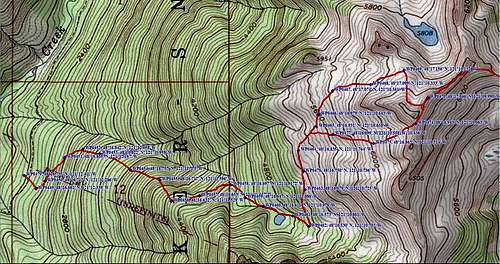 Pilot Peak route map - Part 1