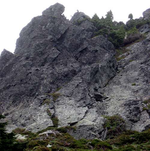 Class 4 gully on Malachite Peak summit block
