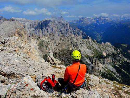 The Dolomites seen from Roda del Diavolo