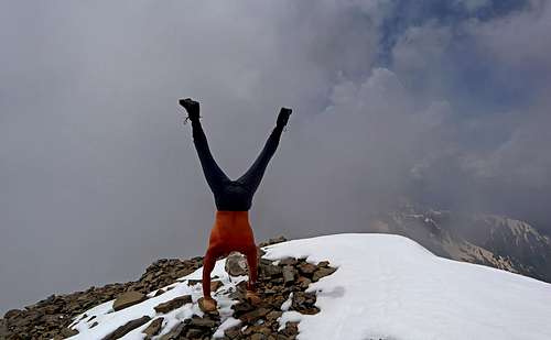 AlexClimb summit trademark on the top of Mount Khalatsa
