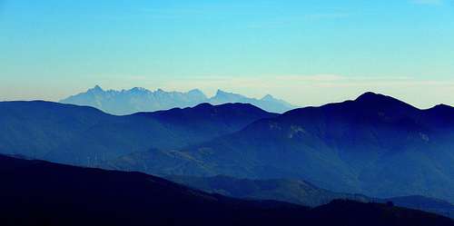 The Alpi Apuane in the distance seen from the summit of Monte Penna