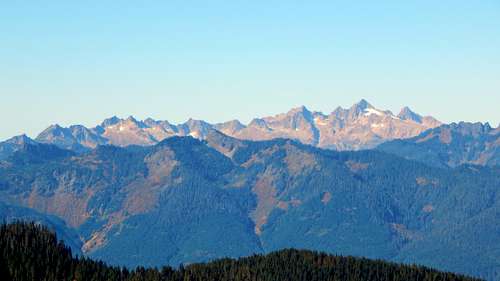 Twin Sisters Range from Jackman Peak - Dock Butte and Loomis Mountain in foreground