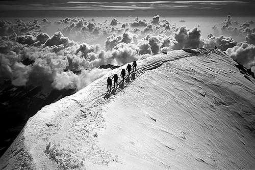 A group mountain climbers...