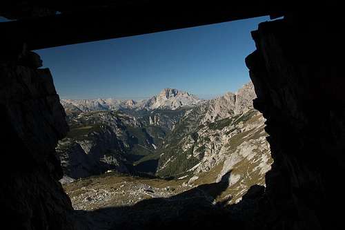 Looking out of the tunnel towards Hohe Gaissl (3146m)