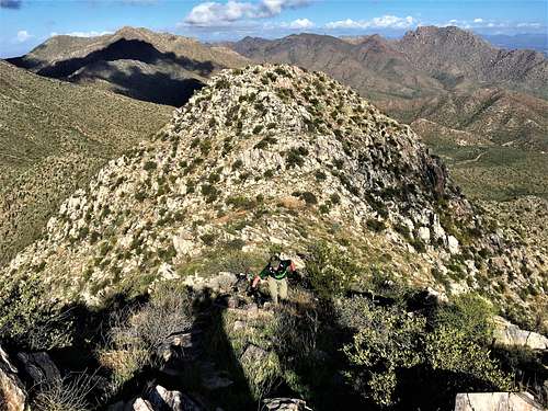 Hiking the final stretch to Doubletop Mountain in the McDowell Mountain Range
