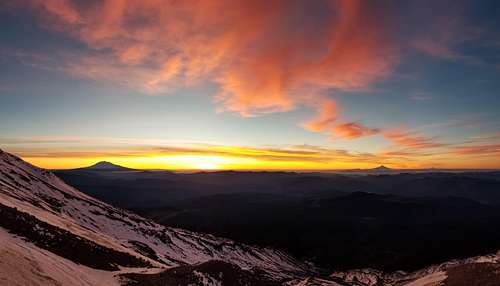 Sunrise over Cascade Volcanoes