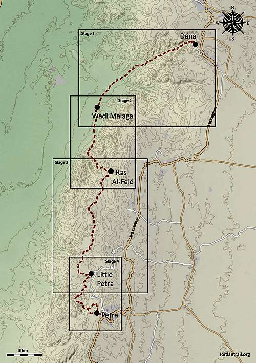 Dana to Petra map