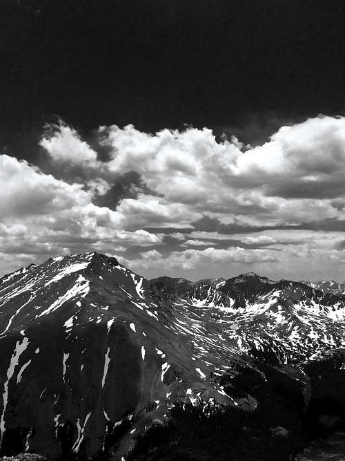 Mt. Harvard from Mt. Belford BW