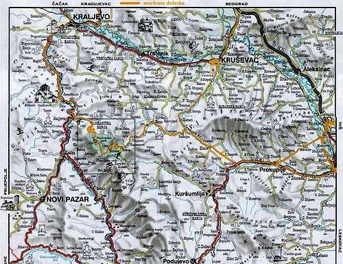 Map of Kopaonik massif and...