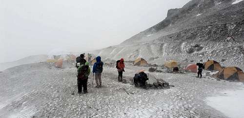 Camp 1 snow storm on Aconcagua