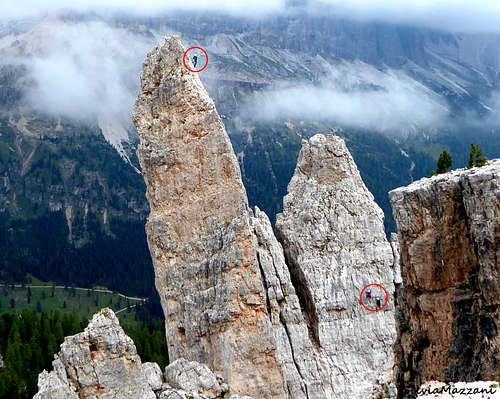 Climbers on Torre Inglese seen from Torre Latina