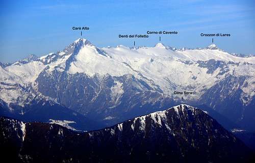 Cima Sera and the Carè Alto subgroup seen from Monte Stivo