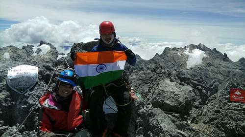 On the summit of Carstensz Pyramid