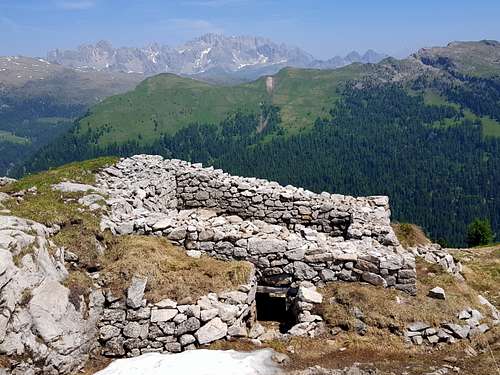 Well preserved WWI stone-shelter on the summit of Monte Castellaz