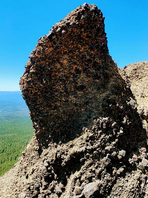 Mt. Thielsen - 800' below the summit, one of many striking examples of breccia on the mountain
