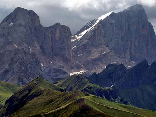 The mighty South Wall of Marmolada from Catinaccio Group