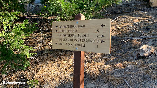 New Sign at Trail Junction for Twin Peaks Saddle