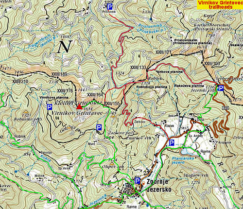 Virnikov Grintovec map