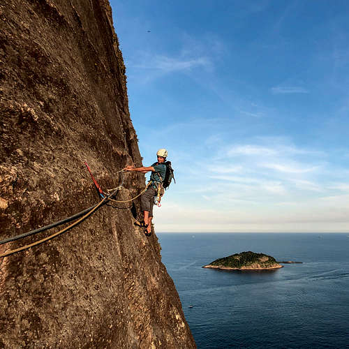Rock Climbing on Sugarloaf Mountain in Rio de Janeiro, Brazil