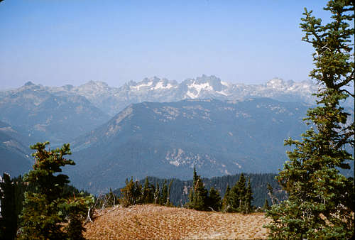 Summit view, looking toward Alpine Lakes peaks, Lemah and Chikamin