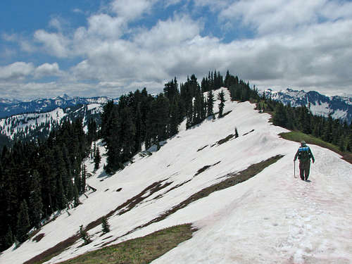 Southwest ridge leads to a gentle summit