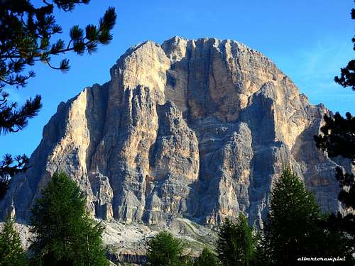 The majestic S wall of Tofana di Rozes in the morning light