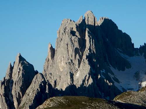 Cadini group of peaks as seen from the approach to Tre Cime