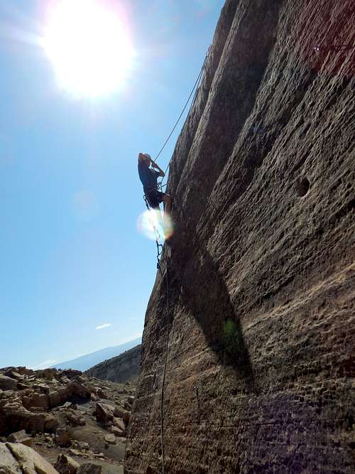 Climbing at the Bullethole Cliff Band