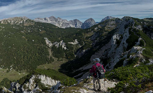 Starting the ridge traverse to Vrh Korena