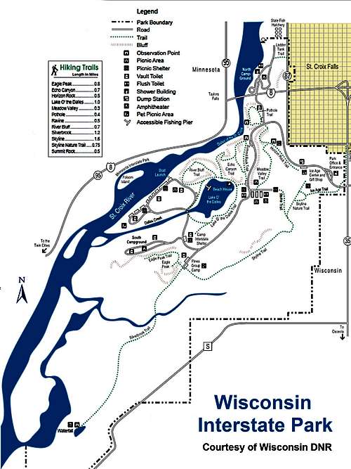 Wisconsin Interstate Park Map, Courtesy Wisconsin DNR