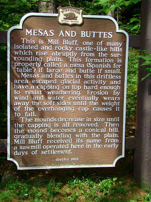 Mesa and Butte Sign at Mill Bluff